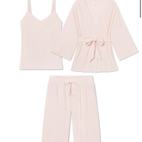 LAKE | Women | DreamModal® Pajamas | English Rose Pencil Stripe Maternity Kimono Bundle