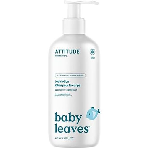 ATTITUDE Baby Lotion, EWG Verified Moisturizer, Dermatologically Tested Moisturizing Cream, Vegan and Cruelty-Free, Good Night, 16 Fl Oz