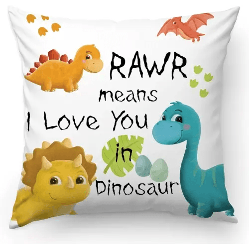 KongMoTree Dinosaur Gift Dinosaur Couple Lover Gifts,Letters RAWR Means I Love You in Dinosaurs, Pillow Case for Sofa Bedroom,Home Decor Throw Pillow Cover 18x18 inch