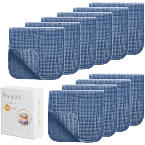 Muslin Burp Cloths Sets Newborn Baby Boy Essentials Must Haves 100% Cotton 10 Pack 22" X 10",6-Layer Baby Bibs & Burp Cloths for Baby Drool and Messes - Soft, Safe & Gentle for Boys & Girls Multi
