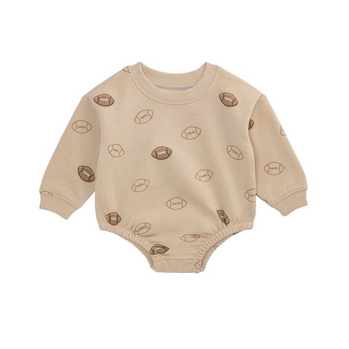 Mud Pie Baby Boys Long-Sleeve Football-Printed French Terry Bodysuit