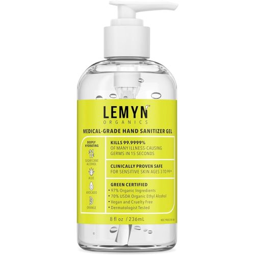 Medical‑Grade Hand Sanitizer Gel – 97 % Organic | 70 % USP Ethyl Alcohol | Moisturizing Aloe + Hyaluronic Acid | Freshly Made in USA | 8oz Bottle with Pump