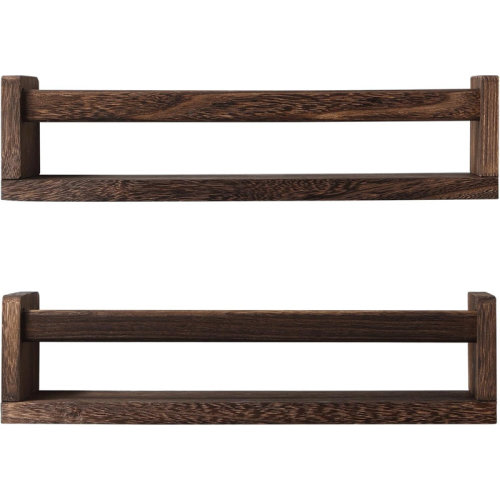 Latitude Run® Nursery Floating Book Shelves For Kids Room, Kitchen Spice Rack, Or Rustic Wall Mounted Shelves For Farmhouse Bathroom Decor ,Set Of 2 | Wayfair