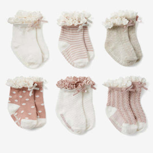 Fancy Pink Non Slip Baby Socks 6pk – Baby Shoppe