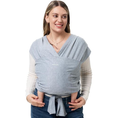 Momcozy Baby Wrap Carrier Slings, Infant Carrier Slings for Newborn up to 50 lbs, Baby Wrap Adjustable for Adult Fits Sizes XXS-XXL, Easy to Wear Baby Carriers, Ergonomic Front Facing/Back, Grey