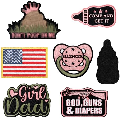 Maiteenly 6 Pcs Daddy Tactical Patches Hook and Loop Patch for Dad Tactical Patches Include Pacifier, Bottle, and Flag for Hats Coats Diaper Bags Father's Day Gift(Girl Daddy,Pink)