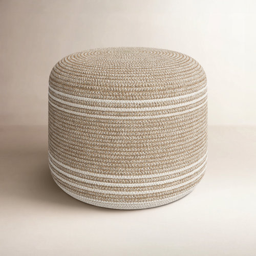 Birch Lane™ Heatherly 18" Wide Round Striped Pouf Ottoman & Reviews | Birch Lane