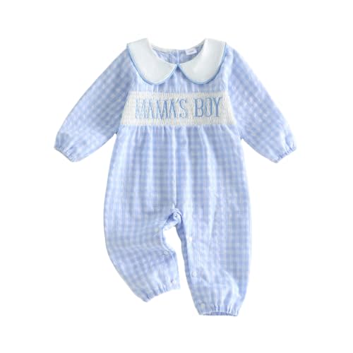 Kuriozud Baby Boy Christmas Pajamas Long Sleeve Plaid Jumpsuit Sleepwea | Baby Christmas Outfit Long Sleeve Pajamas One-piece Button Down Sleeper Romper Pjs Winter Lapel Sleepwear Nightwear 0-18M