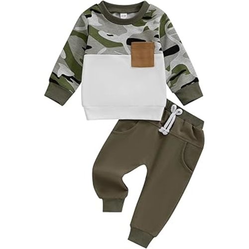 Newborn Baby Boy Clothes Set 2pcs Long Sleeve Top and Pants Suit Toddler Baby Fall Winter Clothes