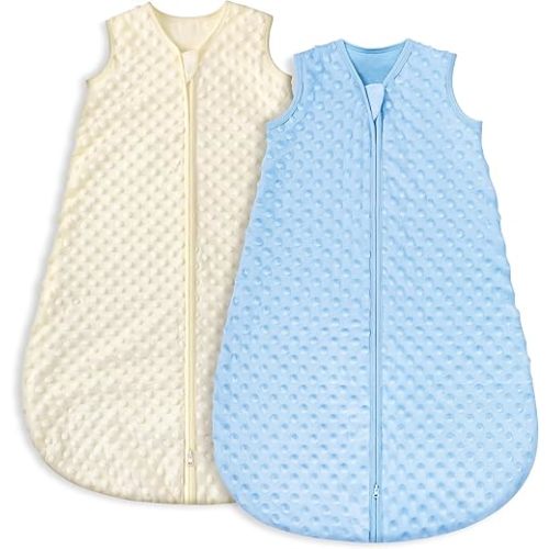 Yoofoss Fleece Baby Sleep Sack 18-24 Months with Plush Dots, TOG 1.5 Baby Wearable Blanket with 2-Way Zipper, Cotton Toddler Sleeping Sack Fleece