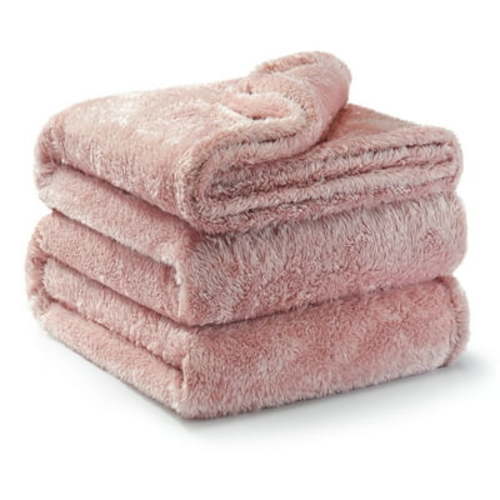 Exclusivo Mezcla Plush Fuzzy Fleece Queen Size Bed Blanket, Super Soft Fluffy and Thick Blankets (Dusty Pink, 90"x90")