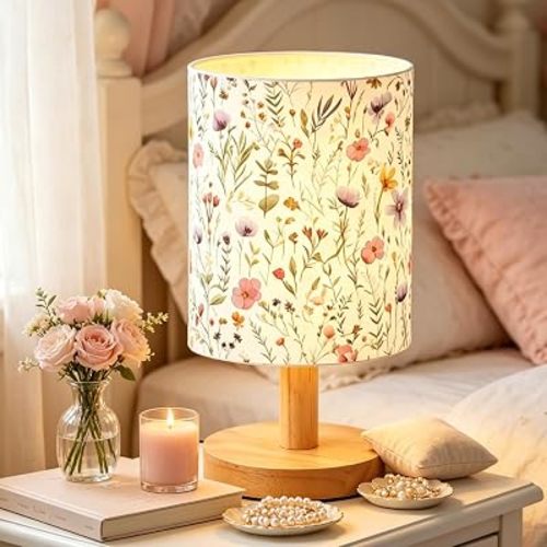 Wildflower Kids Dimmable LED Nightstand Lamp for Girls Bedroom Nursery Desk