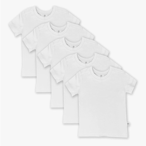 HonestBaby Unisex-Baby 5-Pack Short Sleeve T-Shirts 100% Organic Cotton Baby, Toddler, Little Kid, Boy, Girl, Unisex