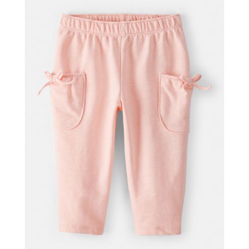 Baby Girl Bow Pocket French Terry Pants - Coral | Carter's
