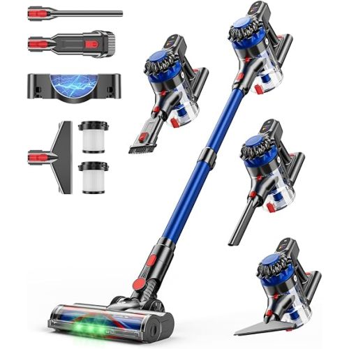 KARDV Cordless Vacuum Cleaner, 500W/40Kpa Vacuum Cleaners for Home, 60Mins Stick Vacuum with LED Display, Anti-Tangle Wireless Vacuum, 8 in 1 Lightweight Vacuum for Hard Floors Carpet Pet Hair
