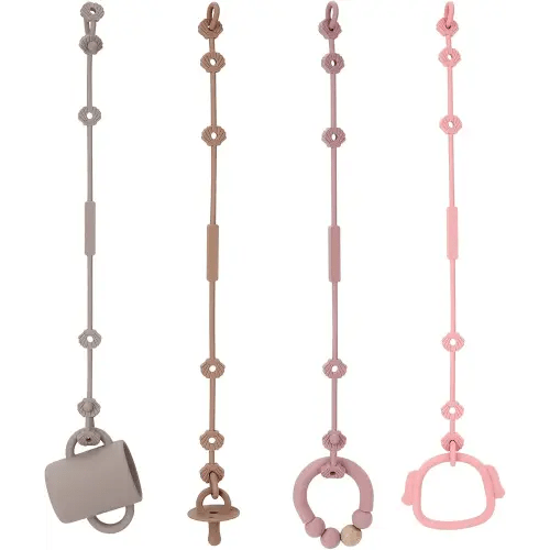 4pcs Toy Safety Straps, Socub Silicone Adjustable Baby Pacifier Teether Straps, Toddler Toy Bottle Harness Straps for Strollers, High Chair, Cribs, Bags, BPA Free