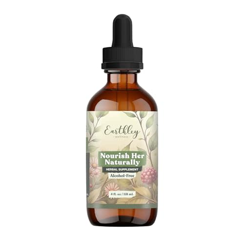 Earthley Wellness Nourish Her Naturally, Liquid Botanical Multivitamin for Women with Raspberry Leaf, Dandelion Leaf, Alfalfa, and Nettles, Supports Energy, Gut Health, and Wellness (4oz, Nourish Her)