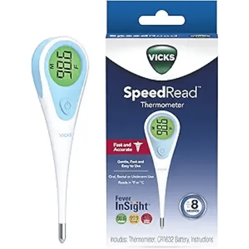 Vicks SpeedRead Digital Thermometer for Baby, Kids & Adults, Color-Coded Readings, Oral, Baby Rectal Thermometer or Under The Arm, Water Resistant