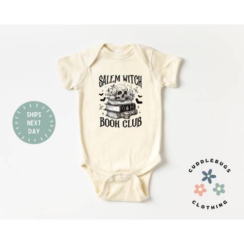 Halloween Baby ONESIES® Bodysuit - Salem Witch Book Club Bodysuit - Witches Spell - Halloween Spell - 1st Halloween - Natural New Baby Gift