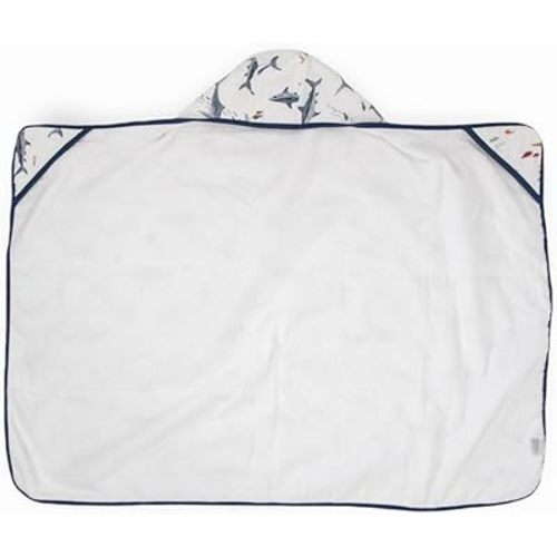 Little Unicorn Hooded Bath Towel | Absorbent Cotton & Terry Blend | Larger Size for Baby & Toddlers, 1-6 Years (Shark)