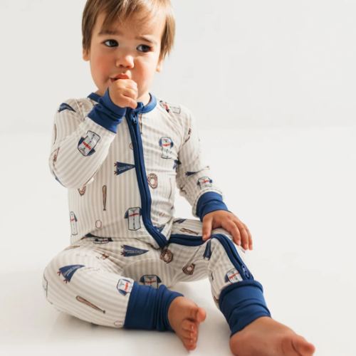 Blue Baseball Zipper Romper – In My Jammers