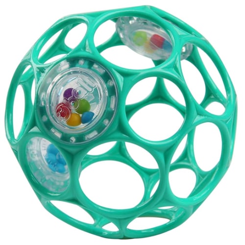 Bright Starts Oball Easy-Grasp Rattle BPA-Free Infant Toy in Teal, Age Newborn and up, 4 Inches