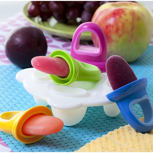 Nuby Garden Fresh Fruitsicle Frozen Pop Tray, Multicolored - 1 Set 4-Handle, Tray