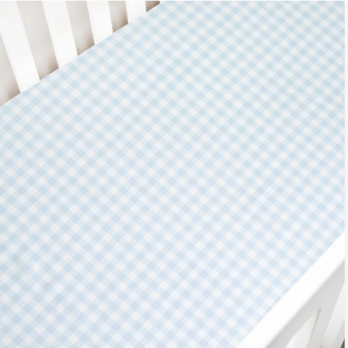 Picnic Gingham Crib Sheet - Blue