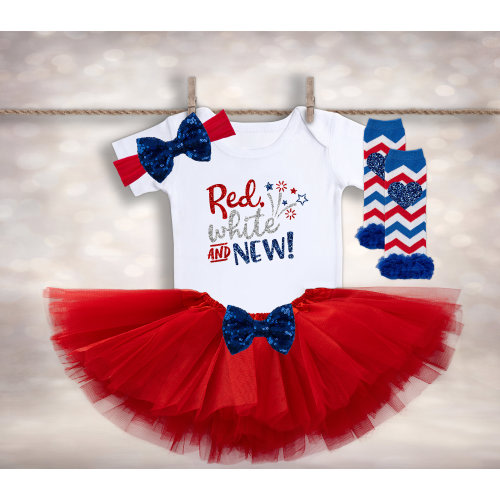 Red White & New Baby Outfit - New Baby Tutu Outfit - 4th of July Girls Outfit - Patriotic Baby Outfit - New Baby Gift - Baby Shower Gift