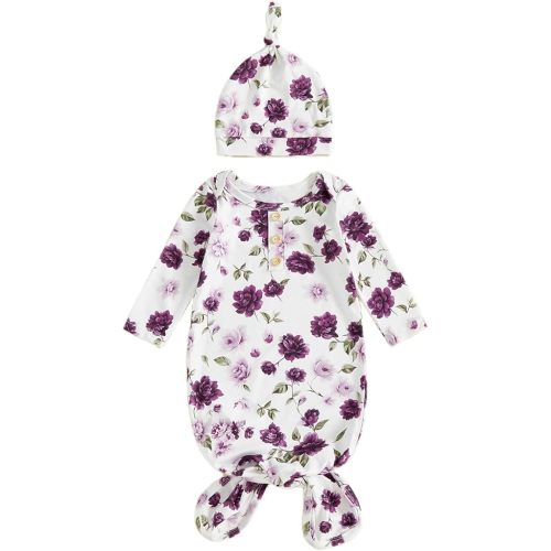 Infant Newborn Baby Girls Floral Sleep Gown Headband Sleepwear Romper Sleeping Bags Outfits