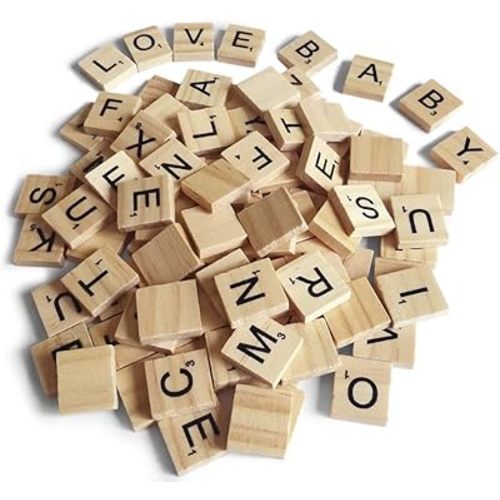 200PCS Scrabble Letters for Crafts - Wood Tiles for DIY Gift Decoration, Alphabet Coasters and Crossword Game