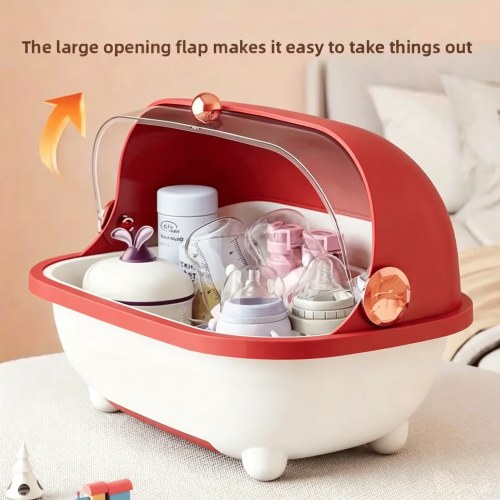 Soluxeo Baby Bottle Drying Rack Storage, Baby Bottle Organizer with Cover & Removable Drain Tray, Dustproof Portable Kitchen Cabinet Organizer, Countertop Dryer