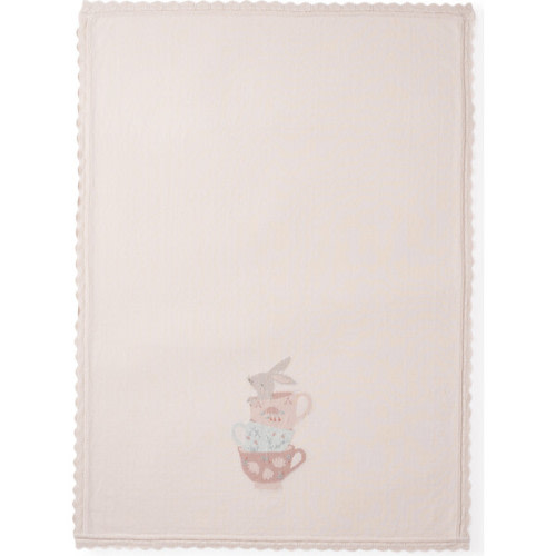 Tea Party Picnic Knit Hand-Embroidered Blanket, Florals - Elegant Baby | Maisonette