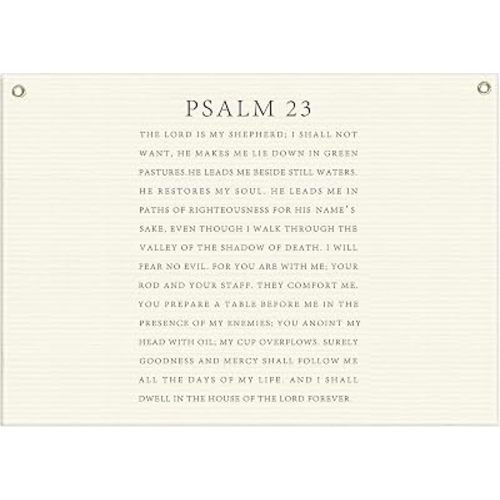 Christian Verse Scripture Rectangular Canvas Banner Wall Decor-Bible Flag Wall Sign Art for Baby Boy Girl Kid, Nursery Bedroom Playroom Nursery Decor,Baby Shower Baptism Christmas Gift-Psalm 23
