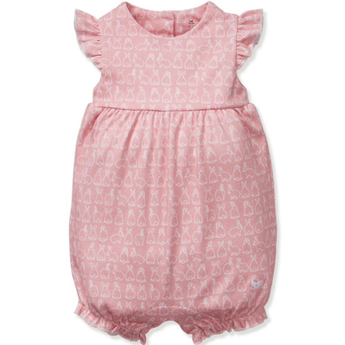 Petit Plume Baby's Pima Isla Play Romper in Hoppy Days Pink