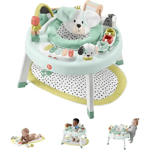 Fisher-Price Baby To Toddler Toy 3-In-1 Snugapuppy Activity Center and Play Table with Lights Sounds and Developmental Activities