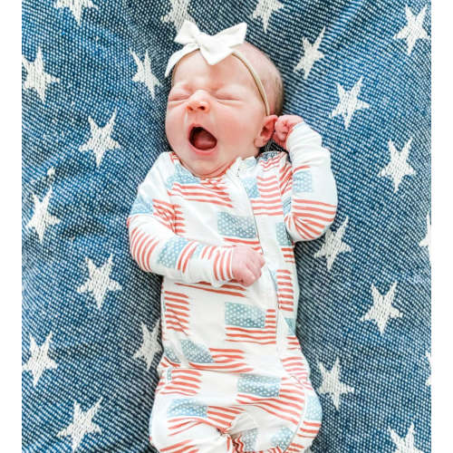 American Flag Convertible Foot Onesie Romper – August + Willow
