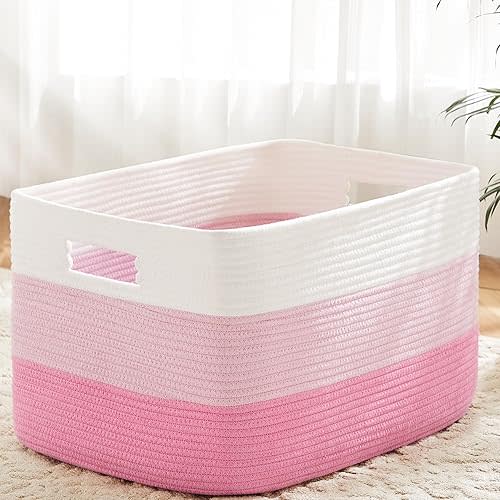 Blanket Basket,Rectangle Woven Baskets for Storage,100L Laundry Basket for Decorative Nursery Blanket,Toys,Dirty Clothes and Magazine in Shelves,Baby Room,and Living Room