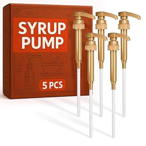 5 PCs Coffee Syrup Pump Dispenser - 9.25" Closed/11.54" Open Coffee Syrup Dispenser Pump - Lockable Mechanism, Fits Various 25.4 oz Bottles, Easy to Use & Clean, Suitable for Liquids & Pastes