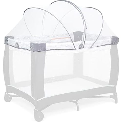 Beberoad Love Portable Playard Cover – Breathable Mosquito Net with 2-Way Zipper for Travel Cribs & Playpens (White)