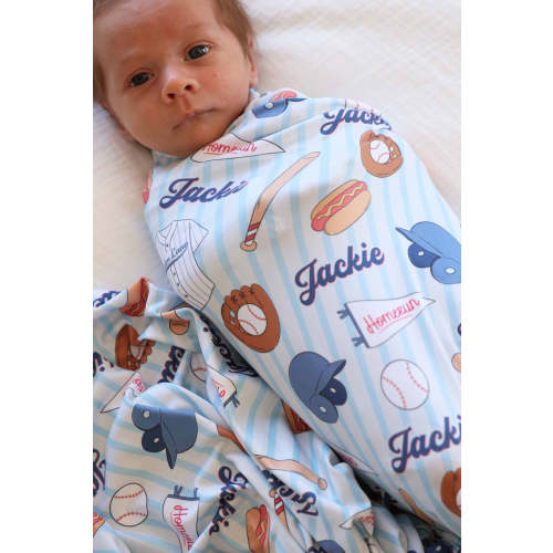 Ballpark Bros Personalized Swaddle Blanket | Caden Lane