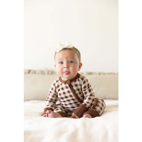 BROWN GINGHAM | ZIPPER ONE PIECE