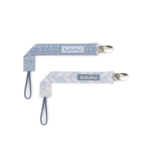 BooginHead by Infantino PaciGrip 2-Pack Pacifier Clips – Universal Fit, Gentle on Clothes, Keeps Pacifiers Clean & Close, Ages 0-36 Months, Blue Arrows