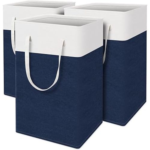 laundry basket 3-Pack, laundry hamper, Hamper with handles, collapsible laundry baskets, Waterproof dirty clothes hamper, Towel Storage for Home or Dorm, 75L-Blue