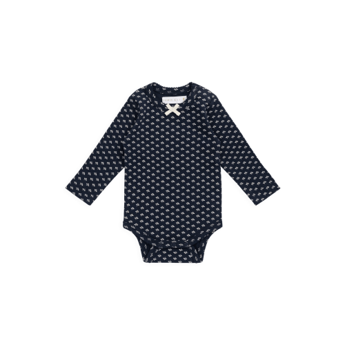 Organic Cotton Long Sleeve Bodysuit - Lisa Petite Indigo – Jamie Kay USA