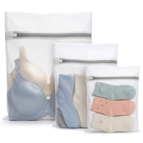 Muchfun 3Pcs Durable Fine Mesh Laundry Bags for Delicates (1Large, 1Medium, 1Small)