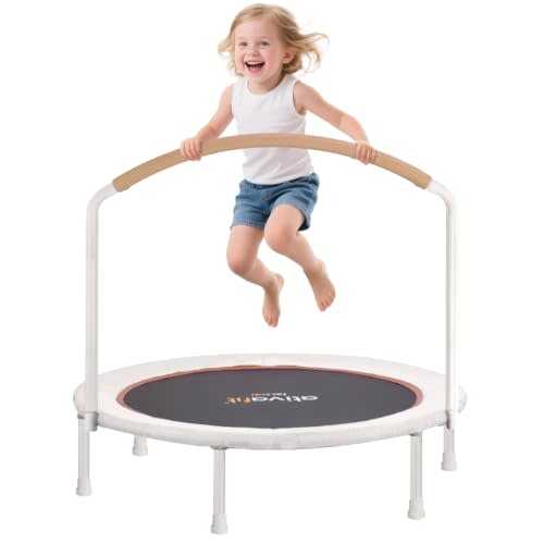 Ativafit 36inch Elastic Band Big Handle Toddler Trampoline for Kids Ages 2-6 Indoor Outdoor Mini Trampoline with Safety Padded Cover Fun for Kids