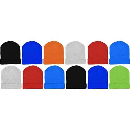 Kids Winter Beanies, 12 Pack Warm Cold Weather Hats Boys Girls Children