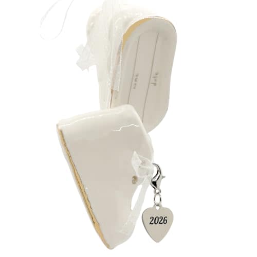 2026 White Personalized Baby Shoe Christmas Ornament - First Christmas, Birth, Baby Shower, Birthday, New Parents Gift for Girl and Boy