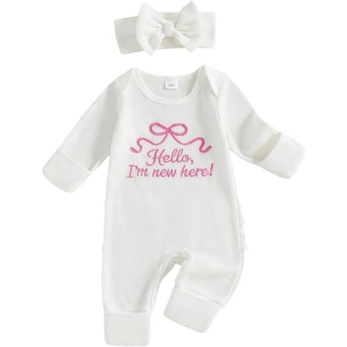 allshope Infant Baby Girl Fall Outfit Sweatshirt Romper Little Sister Lil Sis Long Sleeve Jumpsuit Newborn Clothes